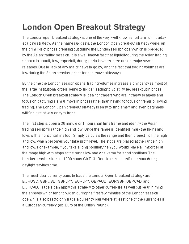 London Open Breakout Strategy
