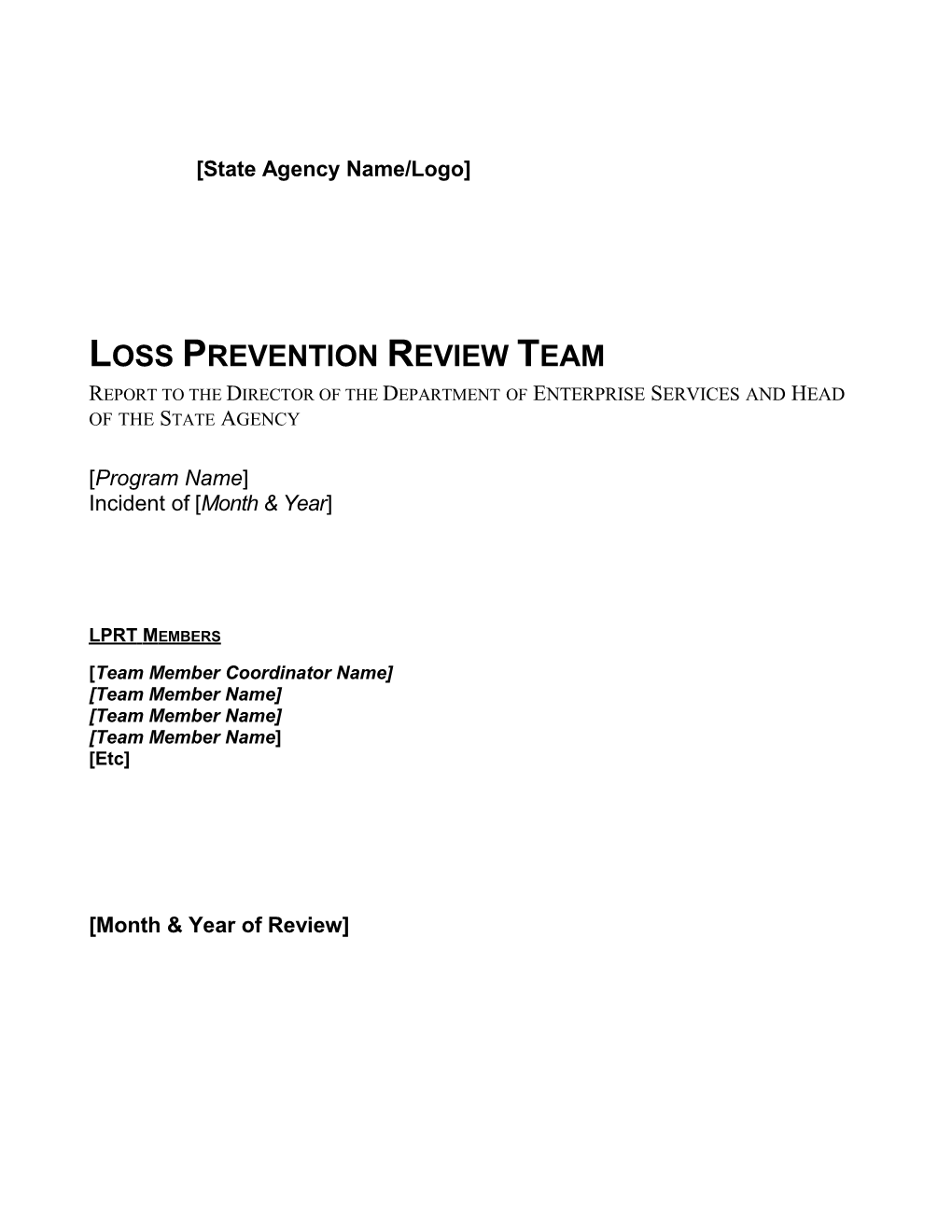 Loss Prevention Review Team