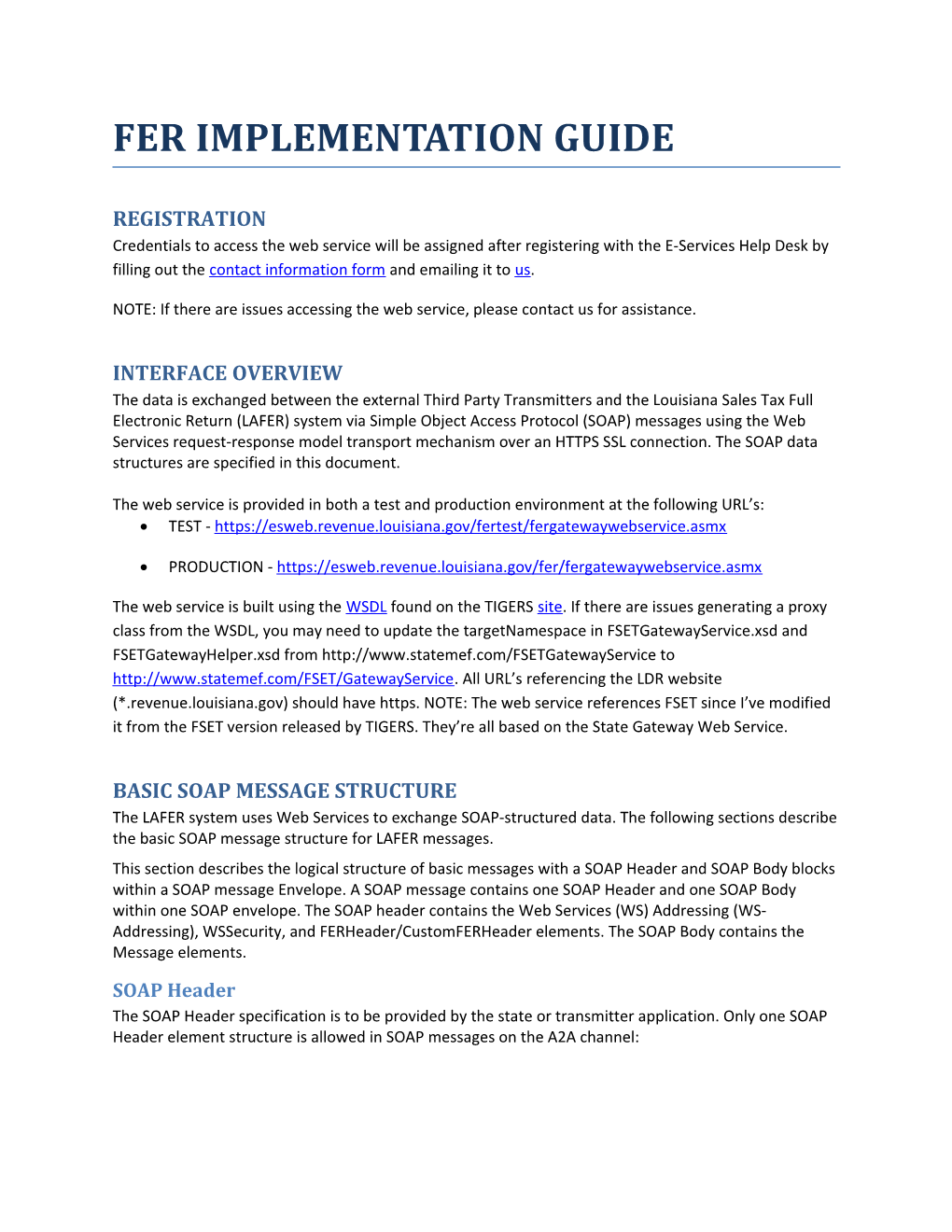 Louisiana Department of Revenue - 2012 FER Implementation Guide