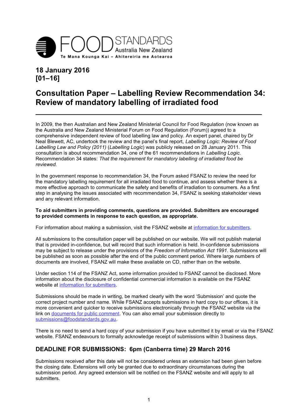 LR 34 Consultation Paper 2016