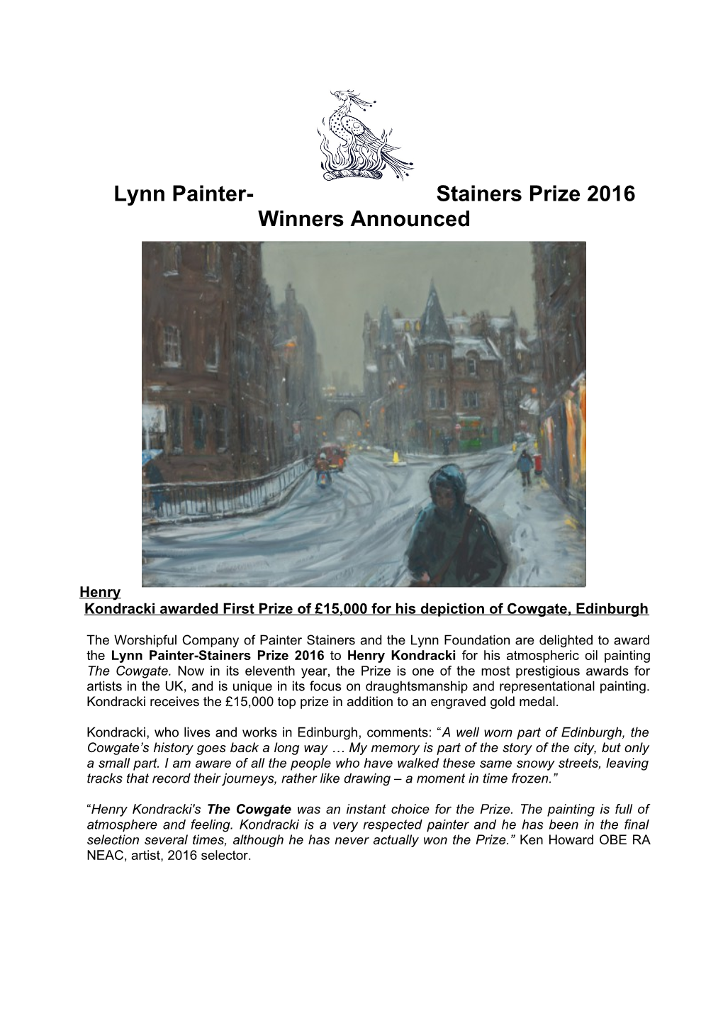 Lynn Painter-Stainers Prize 2016