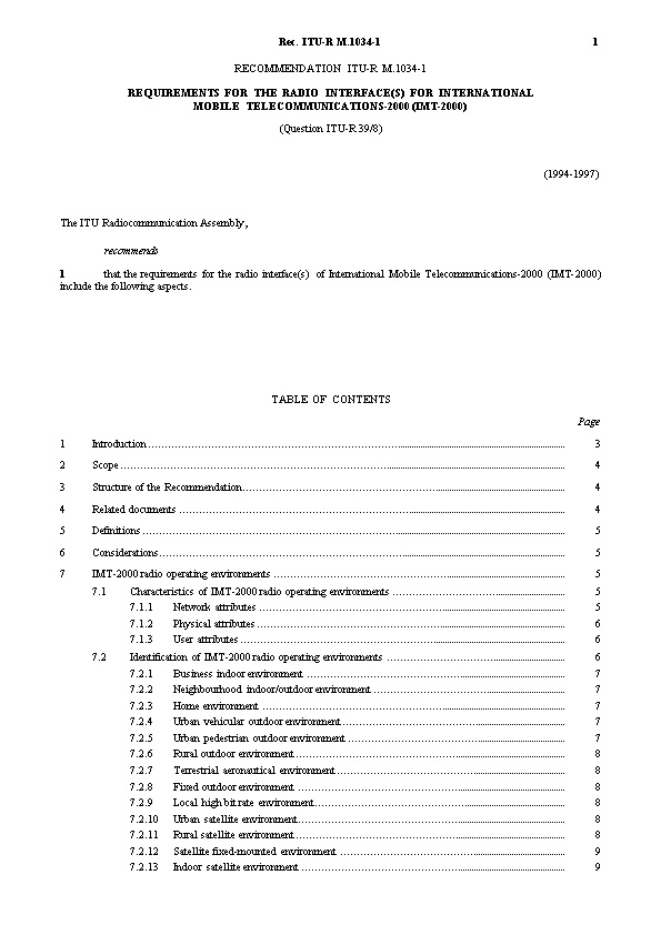 M.1034-1 - Requirements for the Radio Interface(S) for International Mobile