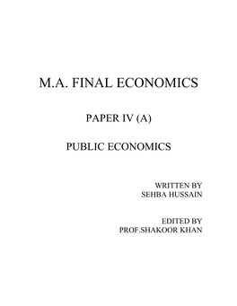 M.A. Final Economics