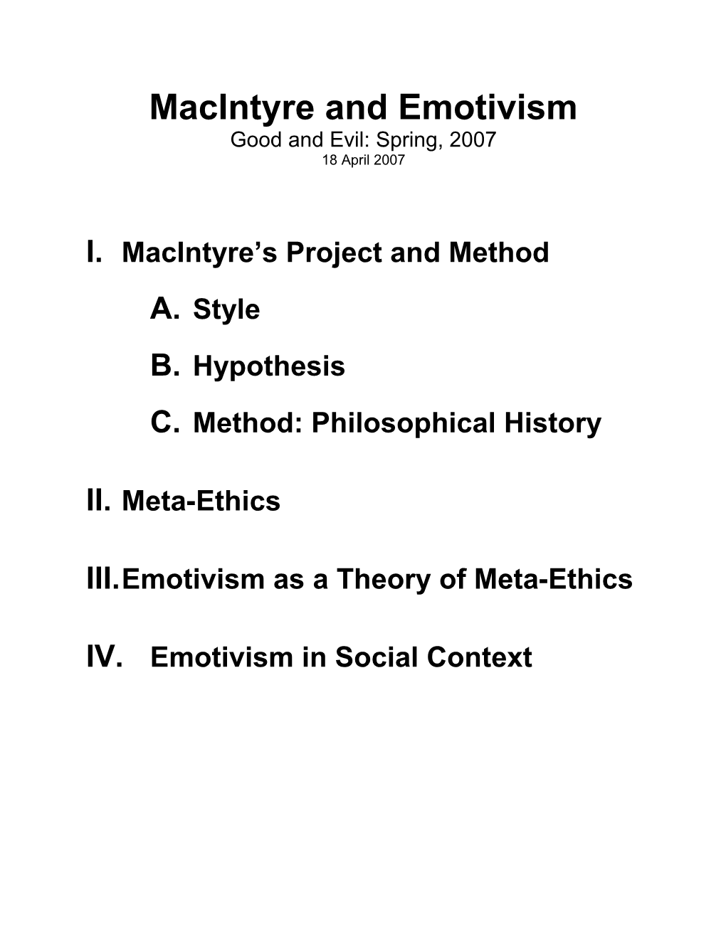 Macintyre and Emotivism