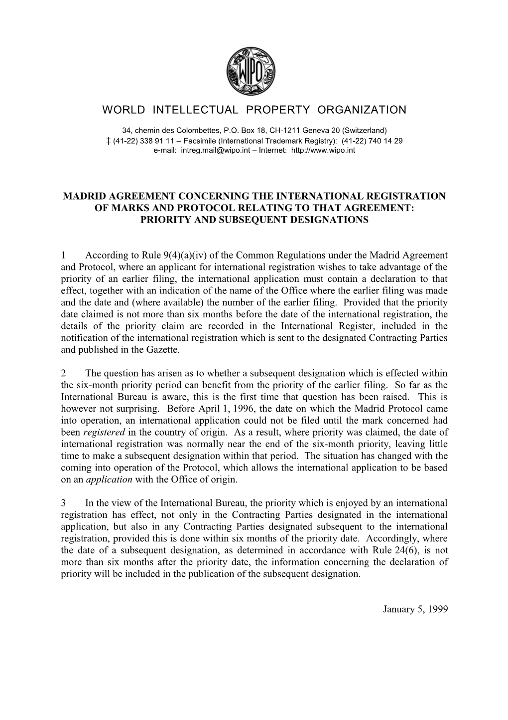 MADRID/1999/02 : Madrid Agreement Concerning the International Registration of Marks And