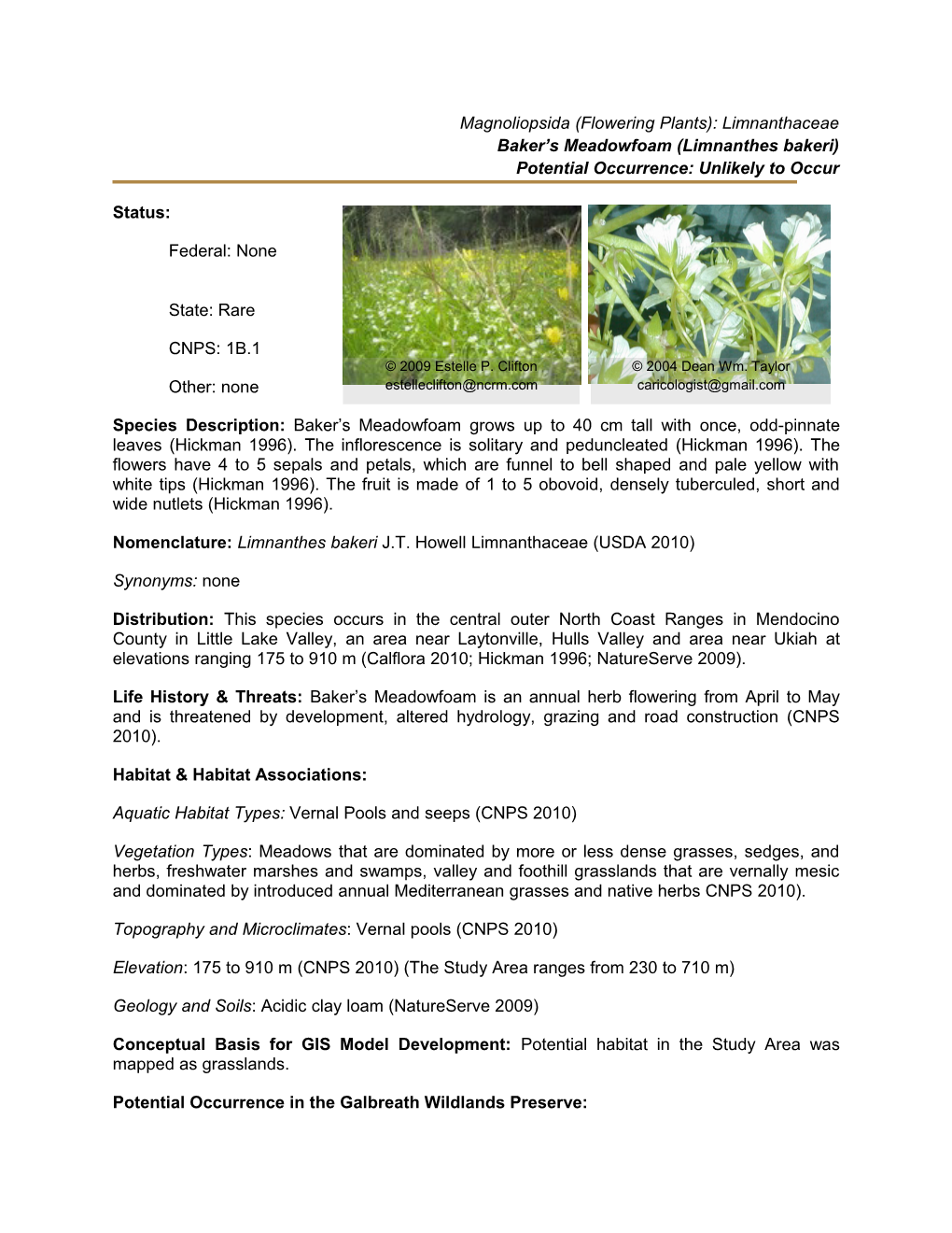 Magnoliopsida (Flowering Plants): Limnanthaceae