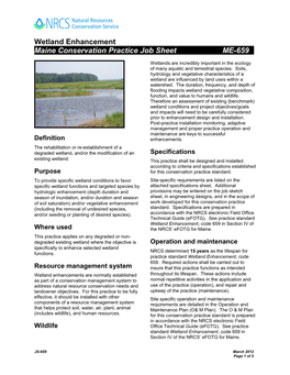 Maine Conservation Practice Job Sheet ME-659