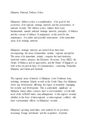 Malaysia National Defence Policy