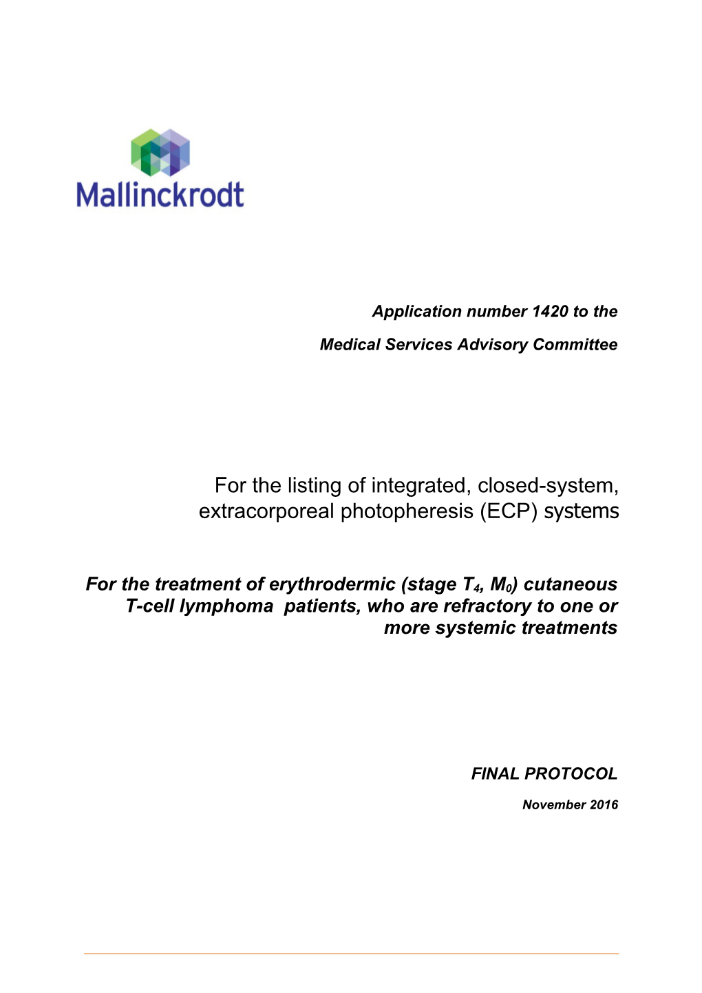 Mallinckrodt ECP for CTCL MSAC Protocol FINAL