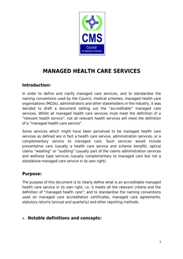 Managed Health Care Services