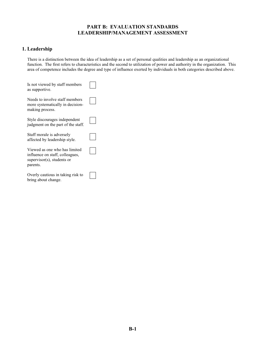 Management and Confidential Employees Evaluation Form - Section B