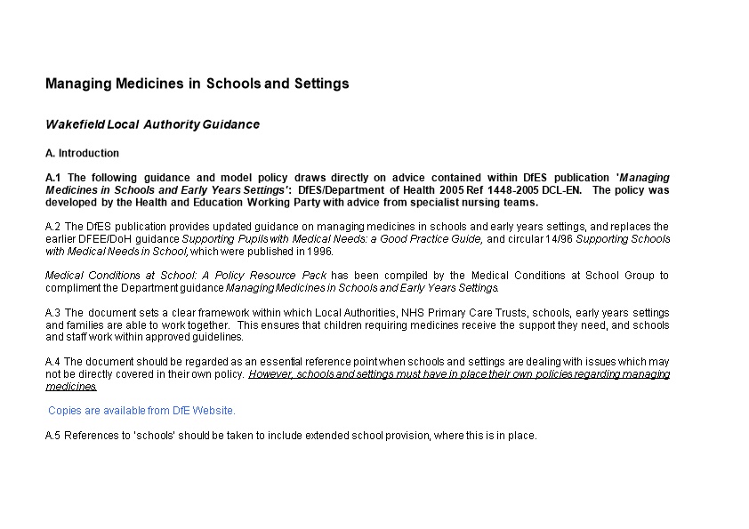 Managing Medicines in Schools and Early Years Settings