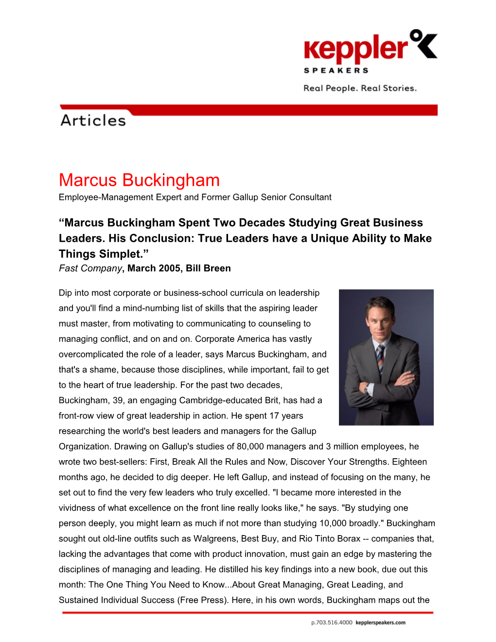 Marcus Buckingham Employee-Management Expert and Former Gallup Senior Consultant