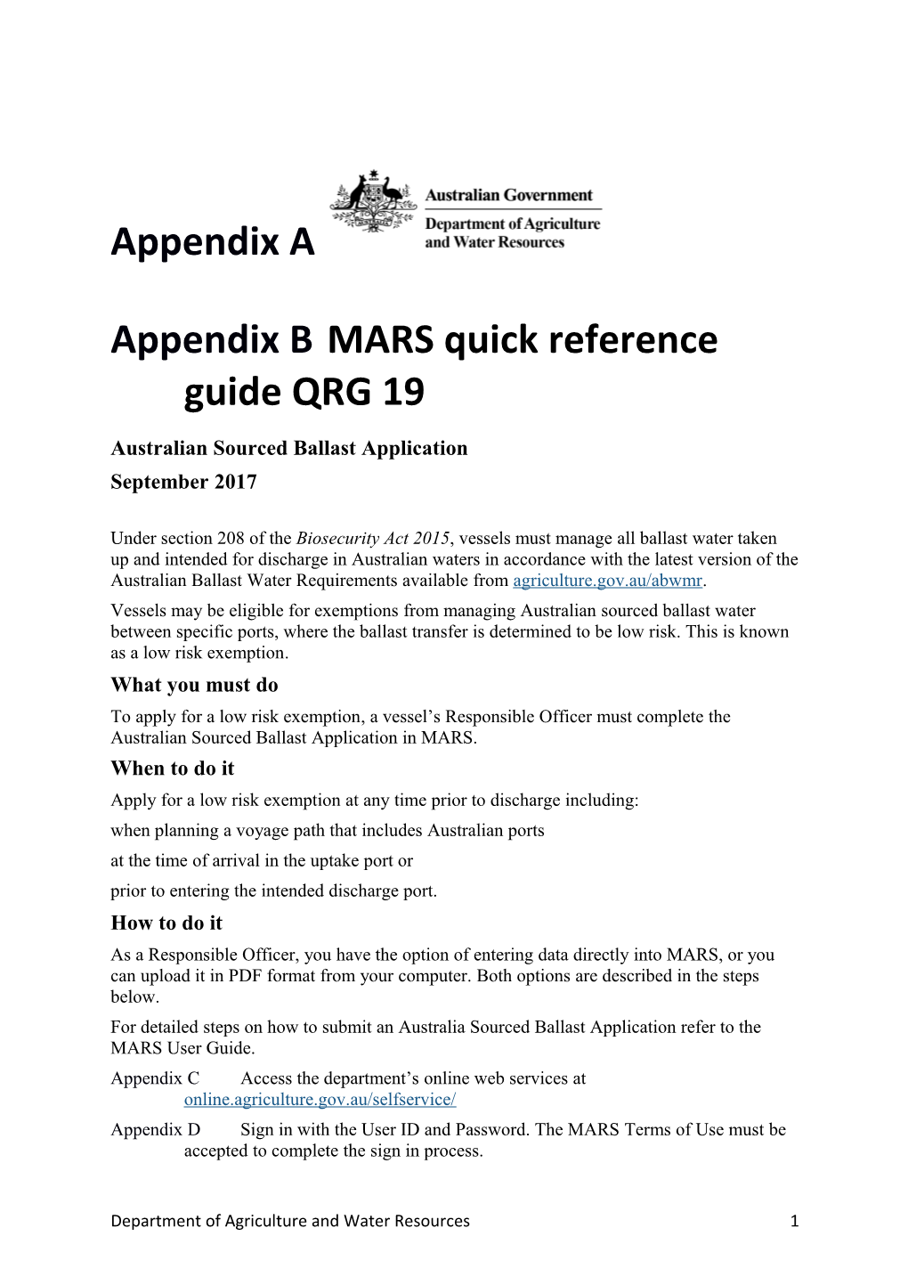 MARS Quick Reference Guide QRG19