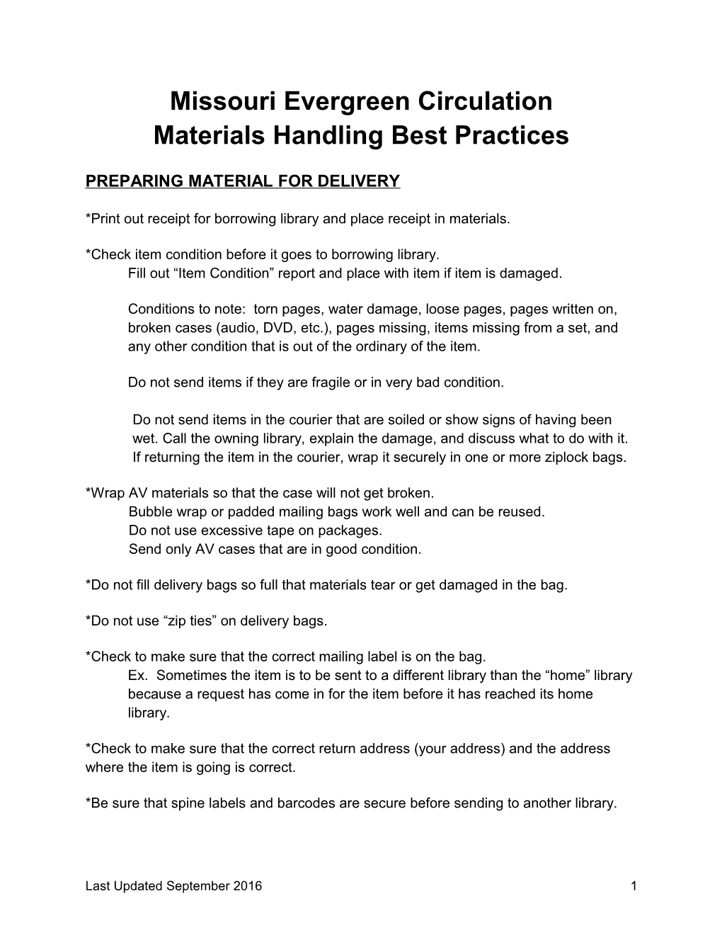 Materials Handling Best Practices