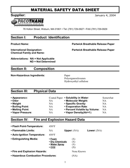 Materials Safety Data Sheet