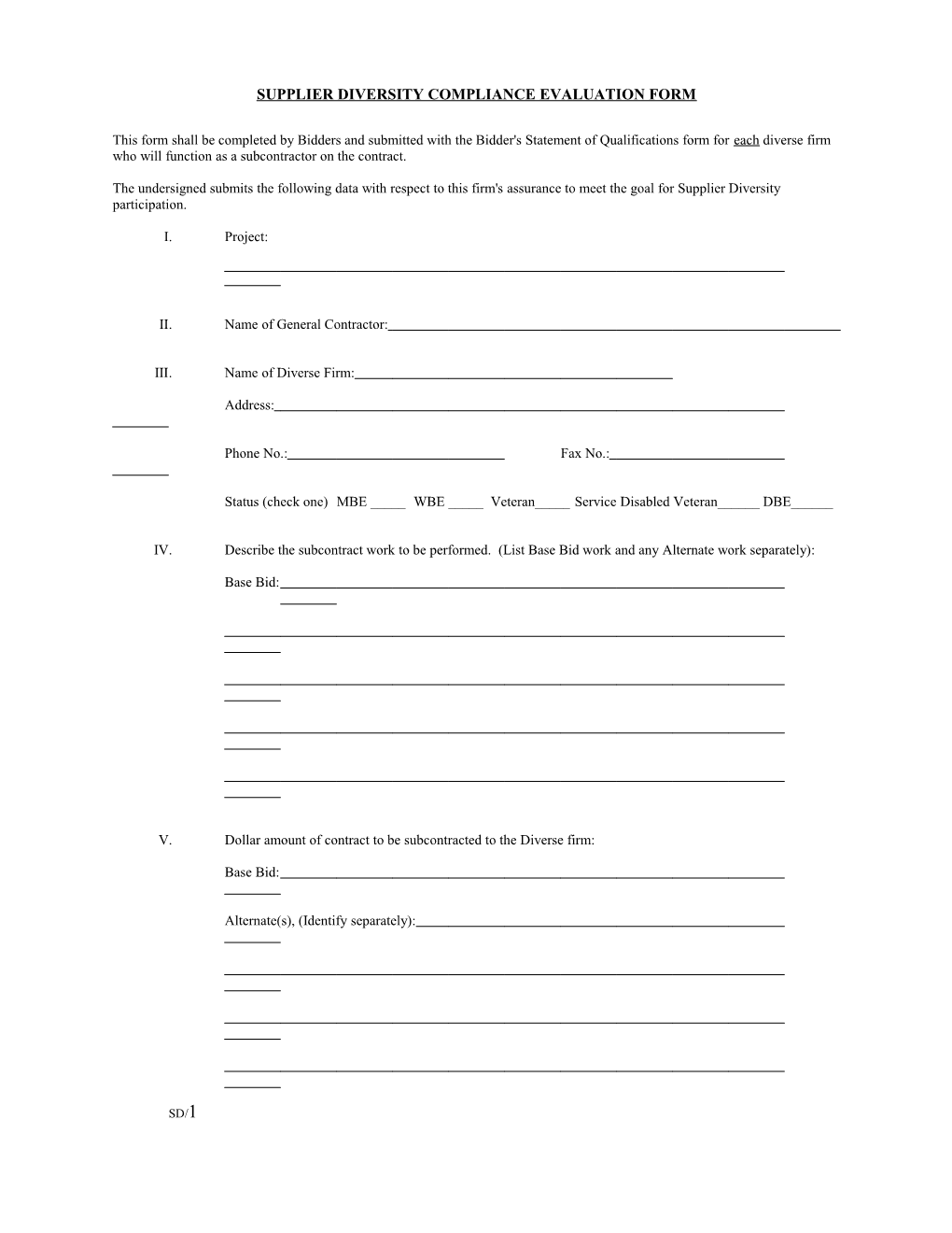 Mbe/Wbe Compliance Evaluation Form