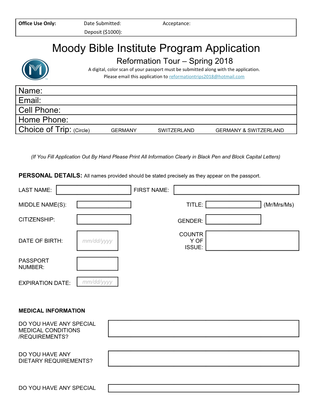 MBI International Study Program Application