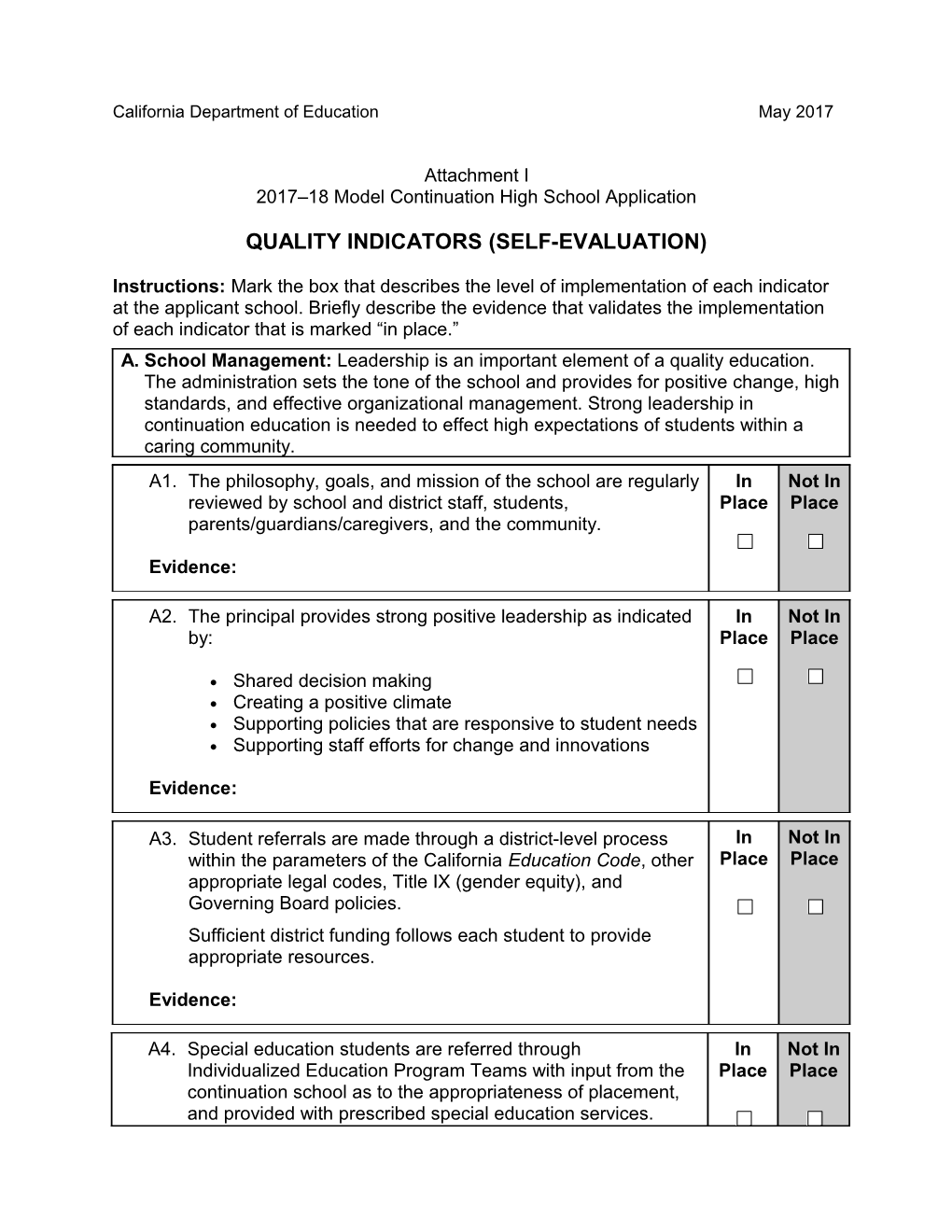 MCHS App Attachment I - Model Continuation High School Recognition Program (CA Dept Of