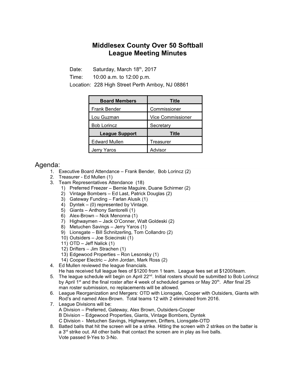 MCSSL 50'S Feb 11,2017 Meeting Minutes