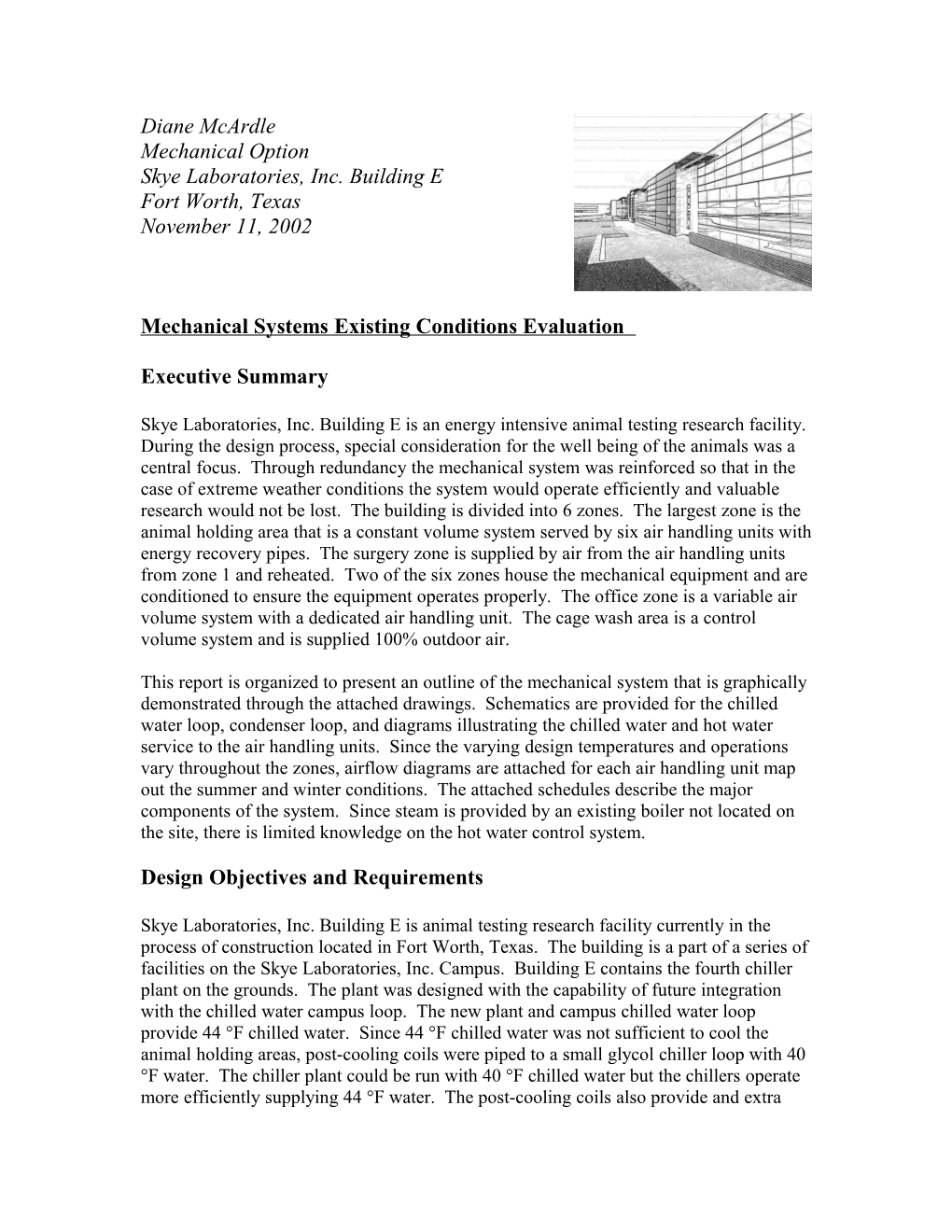 Mechanical Systems Existing Conditions Evaluation