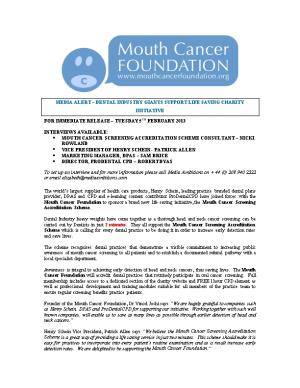 Media Alert Dental Industry Giants Support Life Saving Charity Initiative