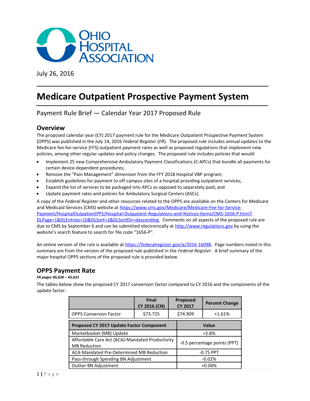 Medicare Outpatient Prospective Payment System