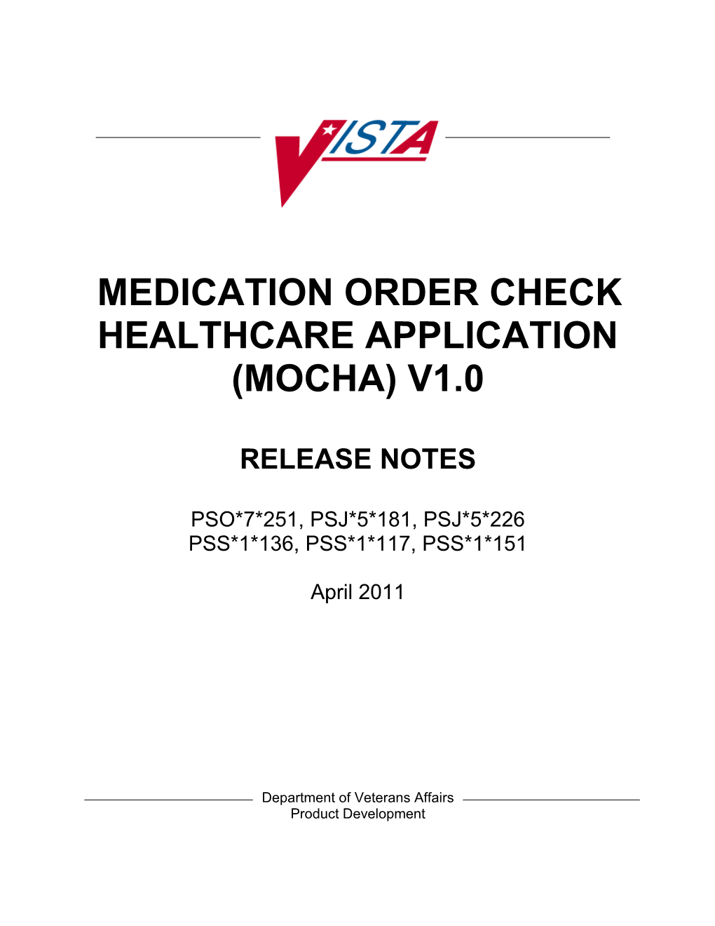 Medication Order Check Healthcare Application (Mocha) V1.0