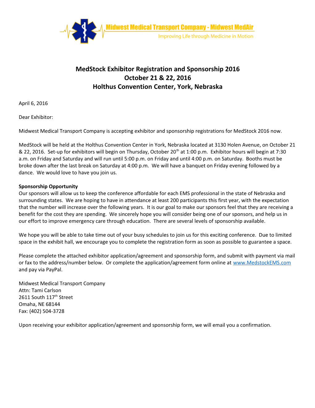 Medstock Exhibitor Registration and Sponsorship 2016
