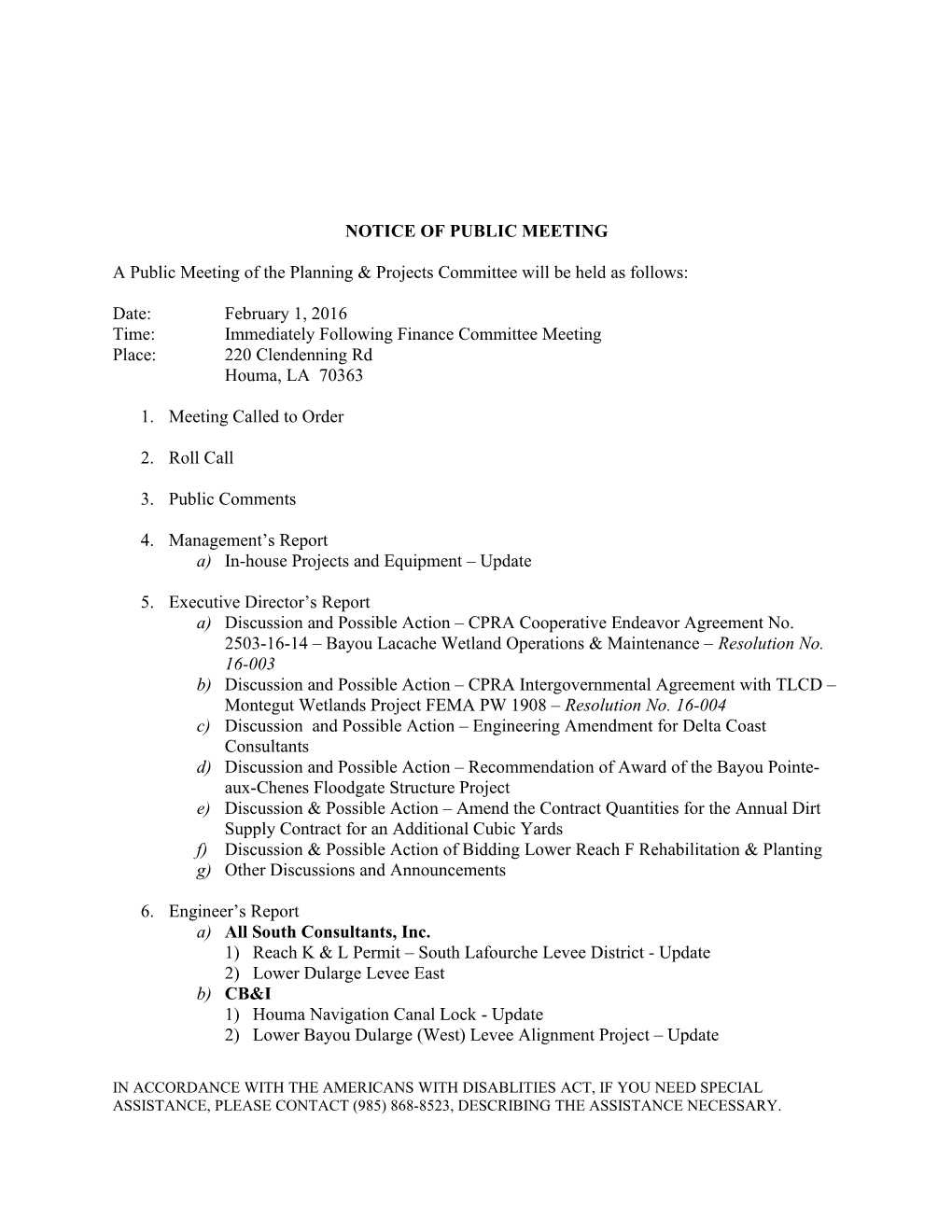 Meeting Notice/Agenda