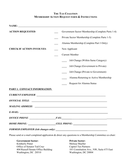 Membership Action Request Form & Instructions