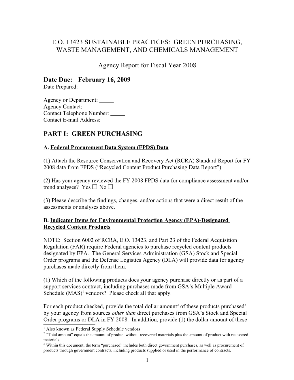Memorandum for Federal Agency Environmental Executives