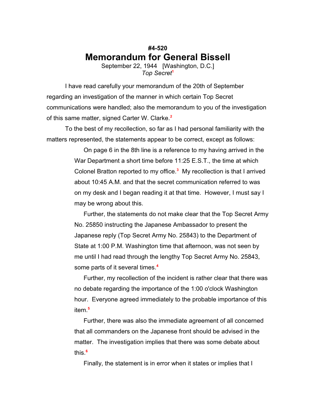 Memorandum for General Bissell