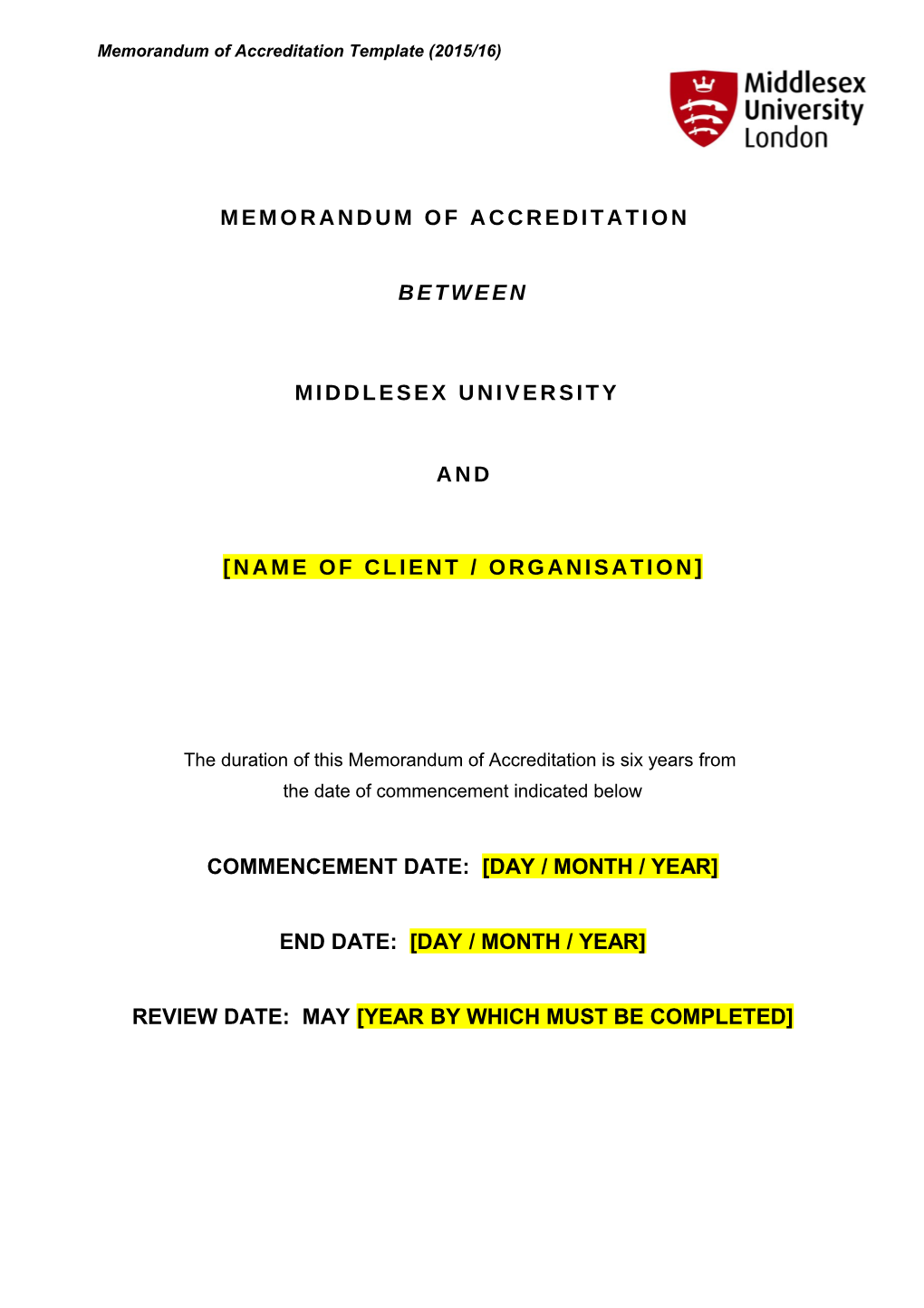 Memorandum of Accreditation