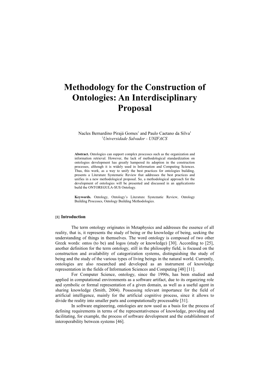 Methodology for the Construction of Ontologies: an Interdisciplinary Proposal