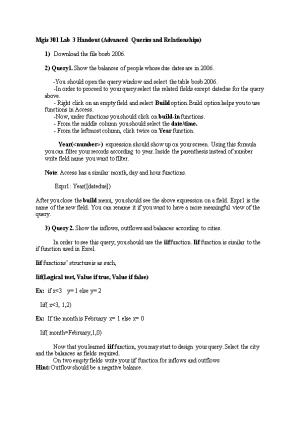 Mgis 301 Lab 3 Handout (Advanced Queries and Relationships)