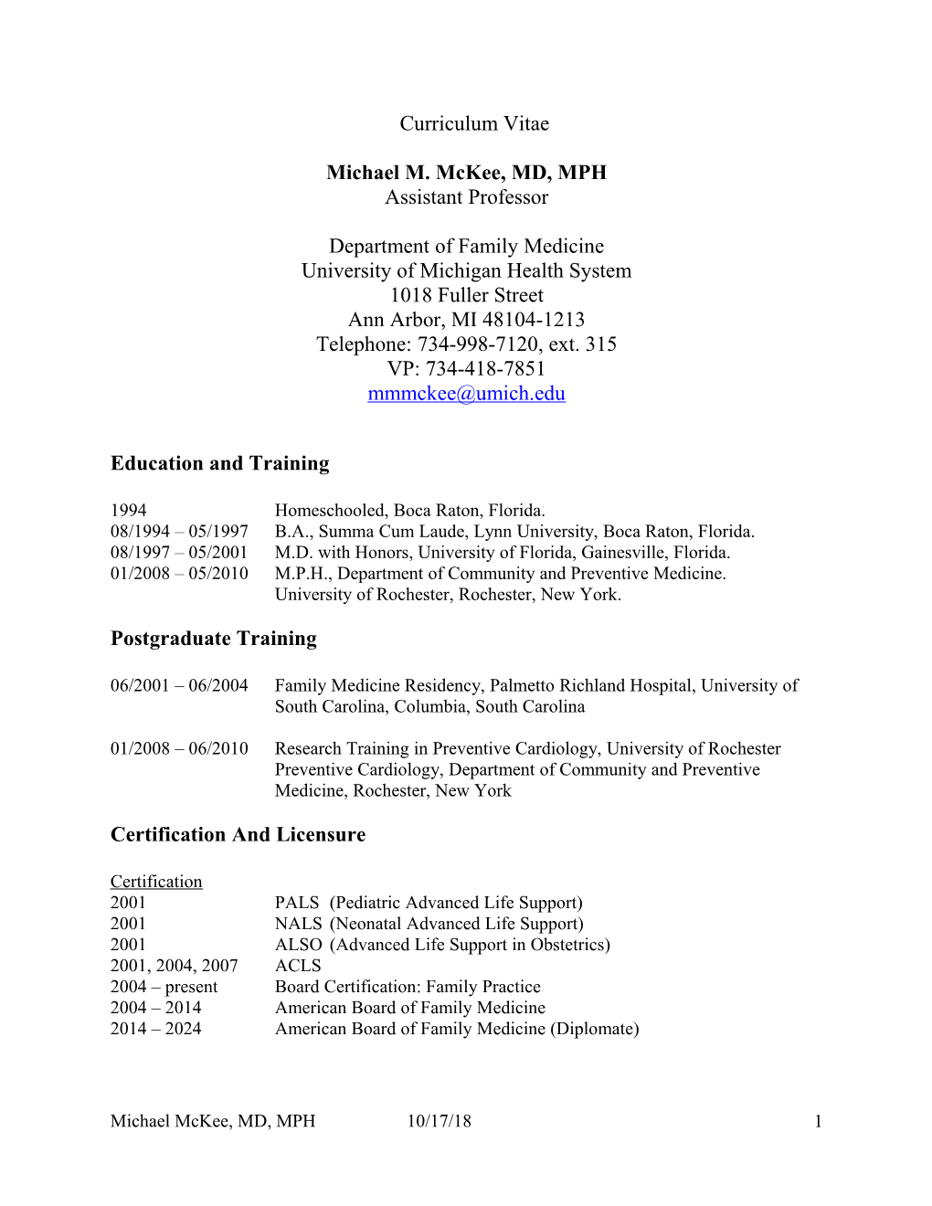 Michael M. Mckee, MD, MPH