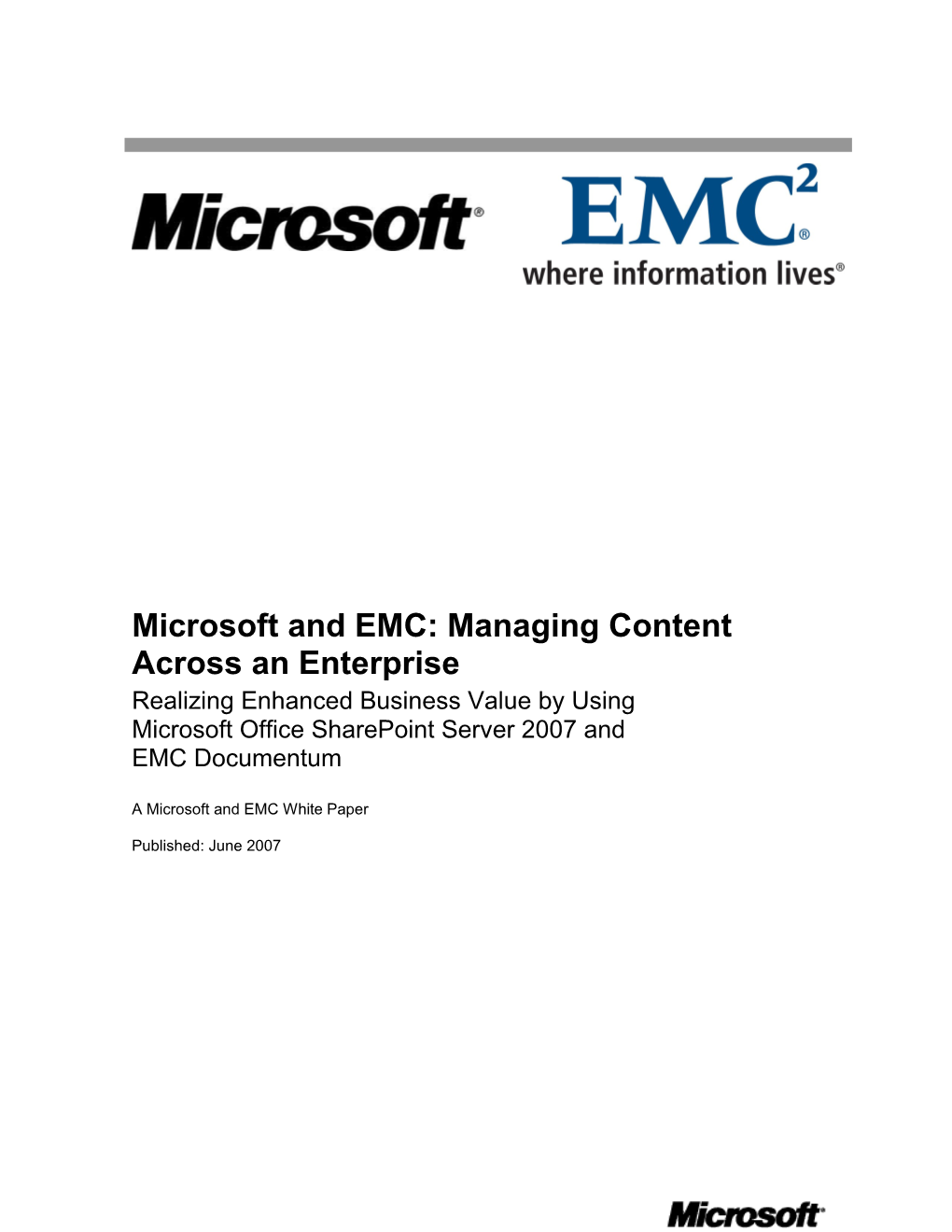 Microsoft and EMC: Managing Content Across an Enterprise