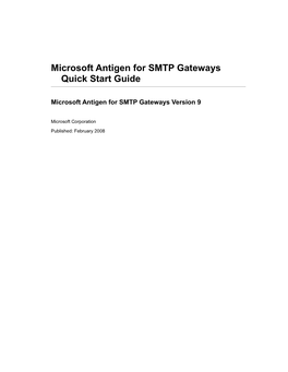 Microsoft Antigen for SMTP Gateways Quick Start Guide
