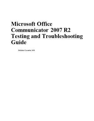 Microsoft Office Communicator 2007 R2 Testingand Troubleshooting Guide