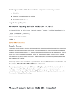 Microsoft Security Bulletin MS12-008 - Critical