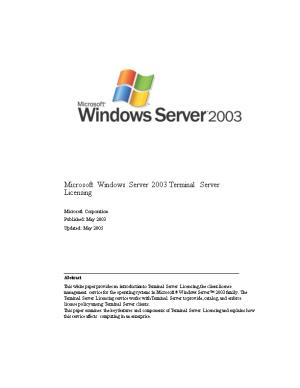 Microsoft Windows Server2003 Terminal Server Licensing