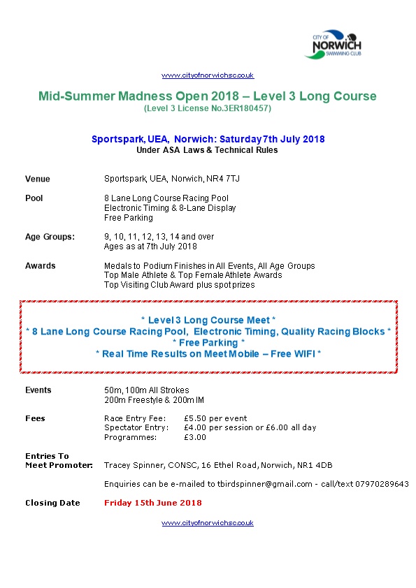 Mid-Summer Madness Open 2018 Level 3 Long Course