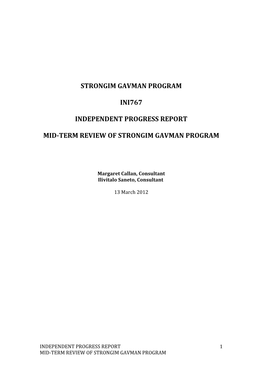 Mid-Term Review of Strongim Gavman Program