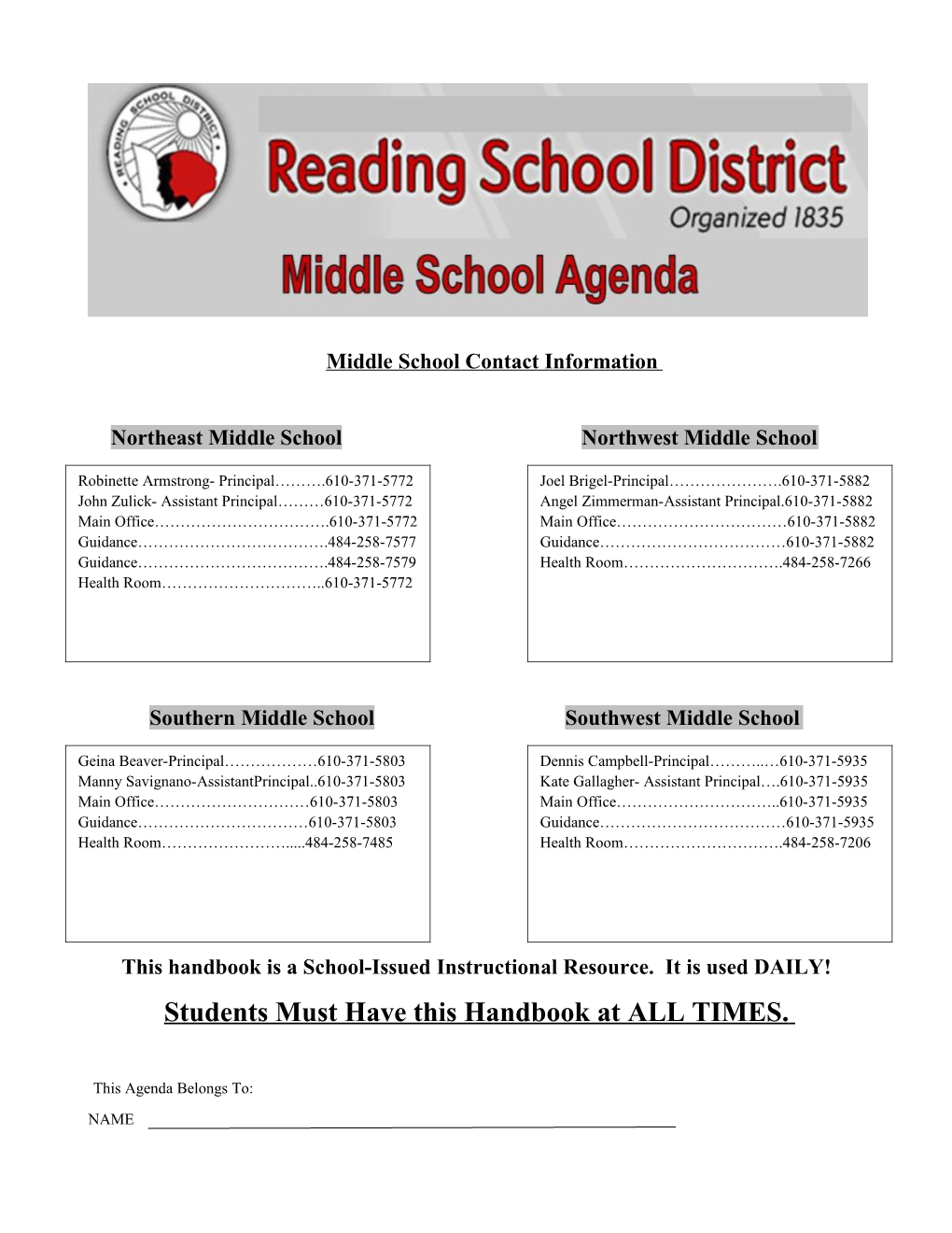 Middle School Contact Information