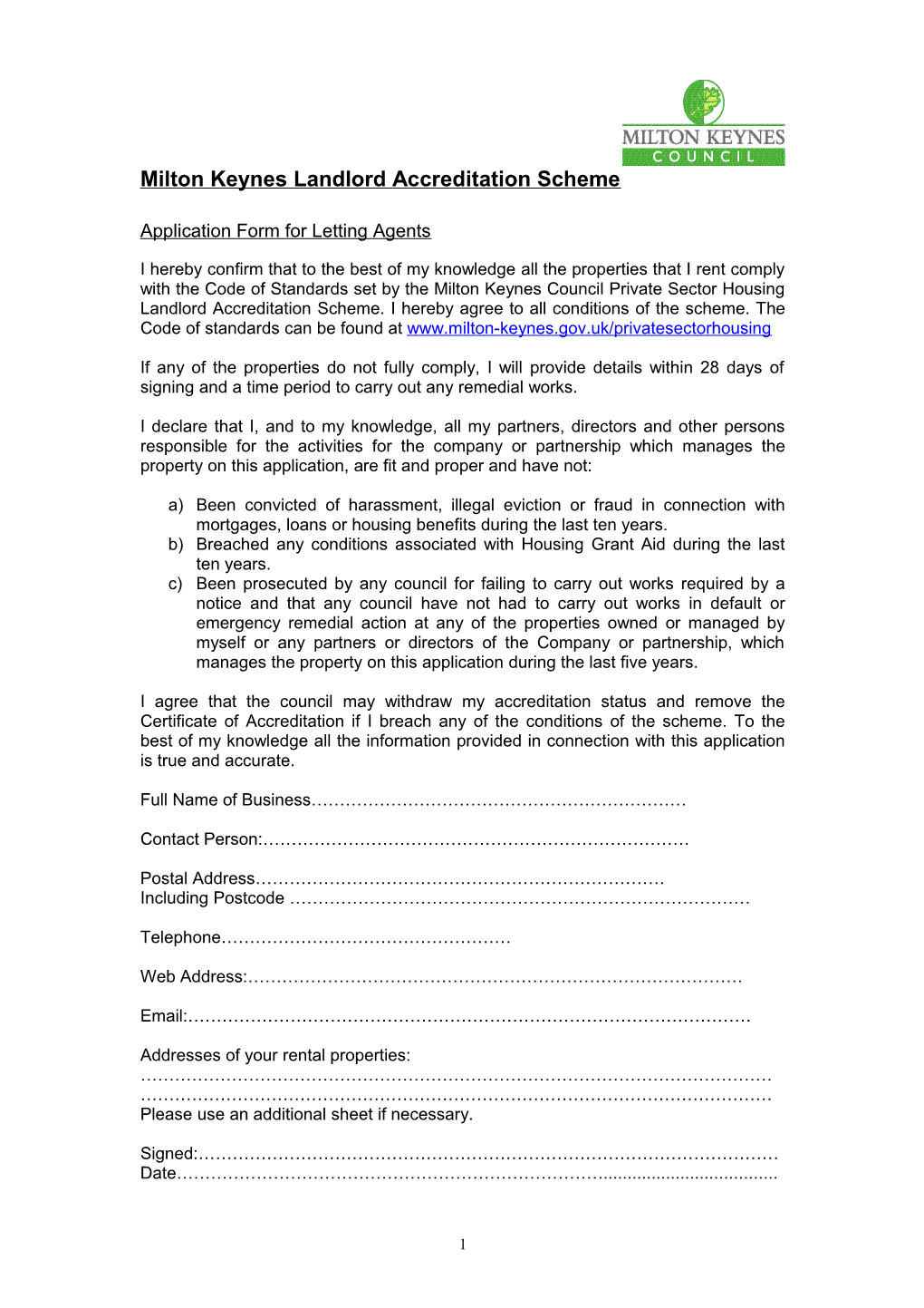 Milton Keynes Landlord Accreditation Scheme