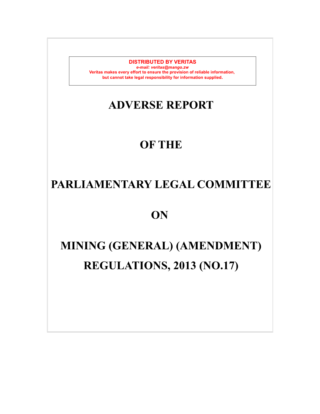 Mining (General) (Amendment) Regulations, 2013 (No.17)