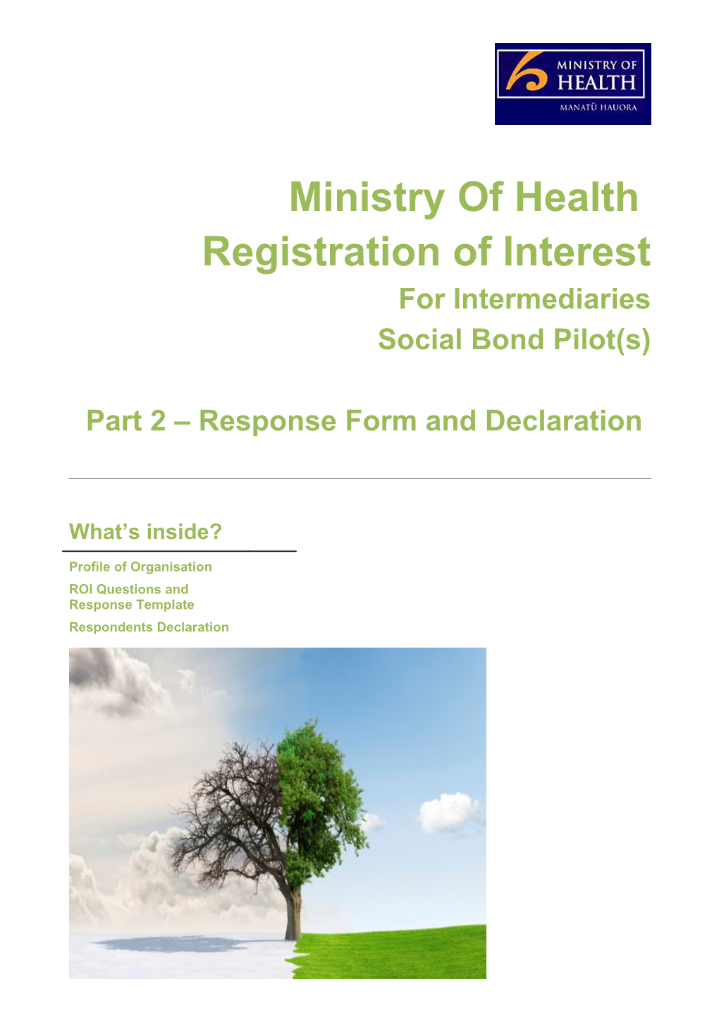Ministry of Health Registration of Interest for Intermediaries Social Bond Pilot(S): Part