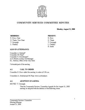 Minutes for Community Services Committee August 21, 2000 Meeting