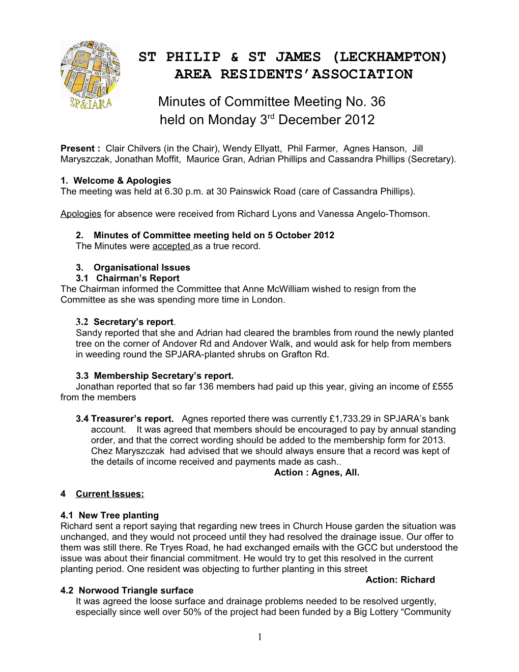 Minutes of Committee Meeting No. 36